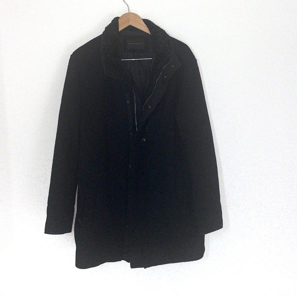 Banana Republic black mens wool blend coat